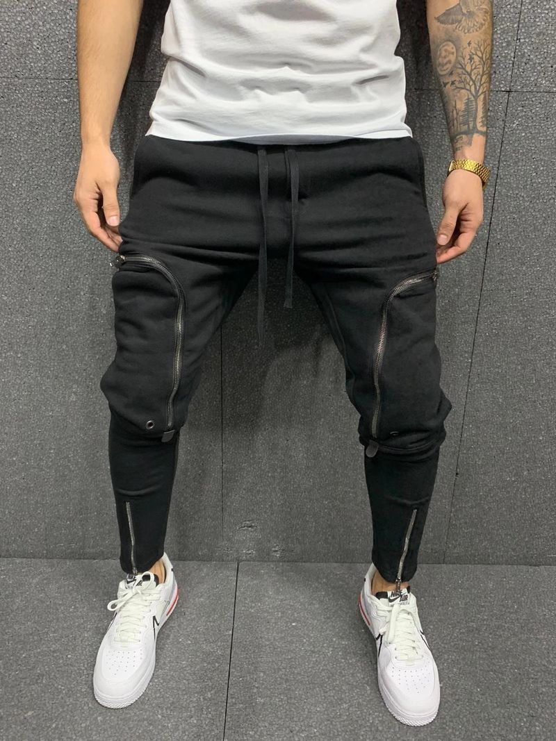 Men's clothing Solid Color Ripped Casual Jeans_voghion.com