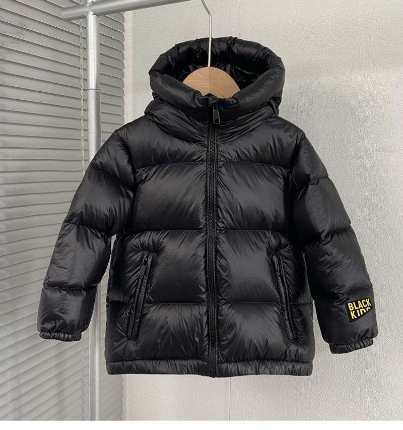 Girls' Winter Down Jacket Medium Long White Duck Down Short Cold Resistant Thickened Medium And Large Boys' Black Gold_voghion.com
