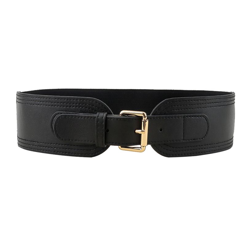 Elastischer Damen-Taillendichtungsgürtel Mit Quadratischer Dornschließe, Modischer Stretch-Breitgürtel Mit Anzugjacke_voghion.com