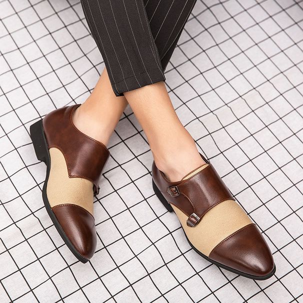 New Extra Large British Leather Men's Buckle Business Casual Monks Shoes 464748_voghion.com