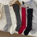 Chaussettes longues côtelées sans coutures pour femme, couleur unie, automne-hiver, amincissantes, style universitaire, légèrement compressives_voghion.com