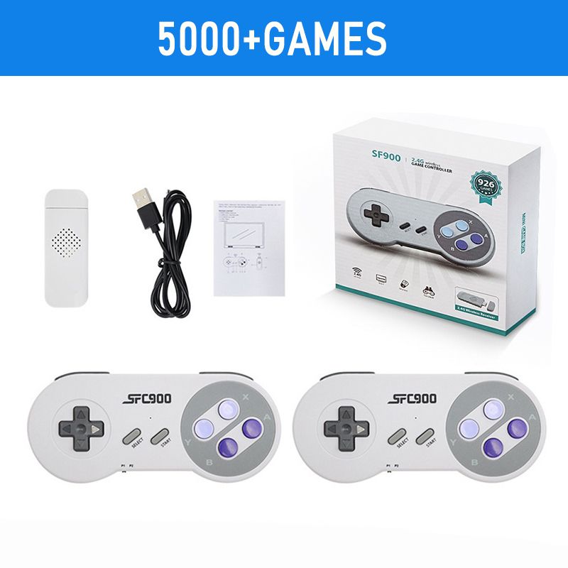900 Mini Video Console Dual Wireless Gamepads TV Stick Built 5000 Classical Retro Games HD Output Two Player Game_voghion.com