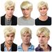 Synthetic Clip-in Men's Golden Fashion Wig Short Straight Hair_voghion.com