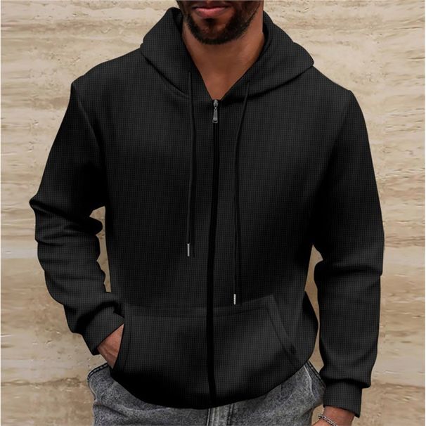 A Plain-Colored Hooded Cardigan And Long-Sleeved Sweatshirt For Men In Spring And Autumn_voghion.com
