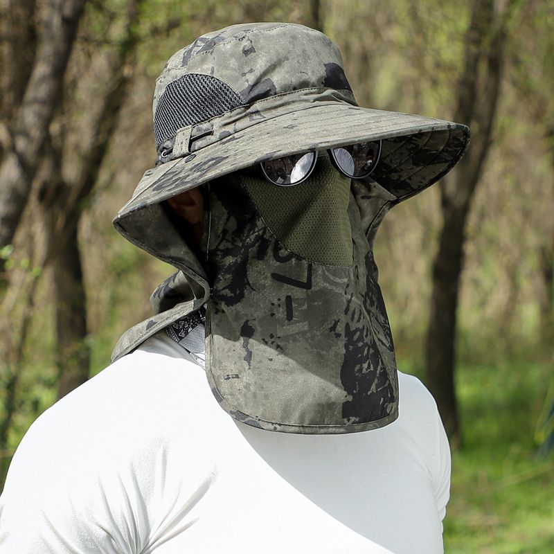Wide Brim Sun Hat With Neck Cape - UV Protection & Bug/Sand Shield For Outdoor Fishing & Hiking_voghion.com