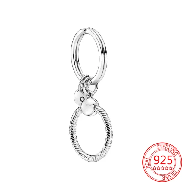 Neues, beliebtes Charm-Set aus 925er Sterlingsilber: Halskette, Ring, Schnuller, Schlüsselanhänger – ein klassisches Geschenk für Damen und modische Accessoires._voghion.com