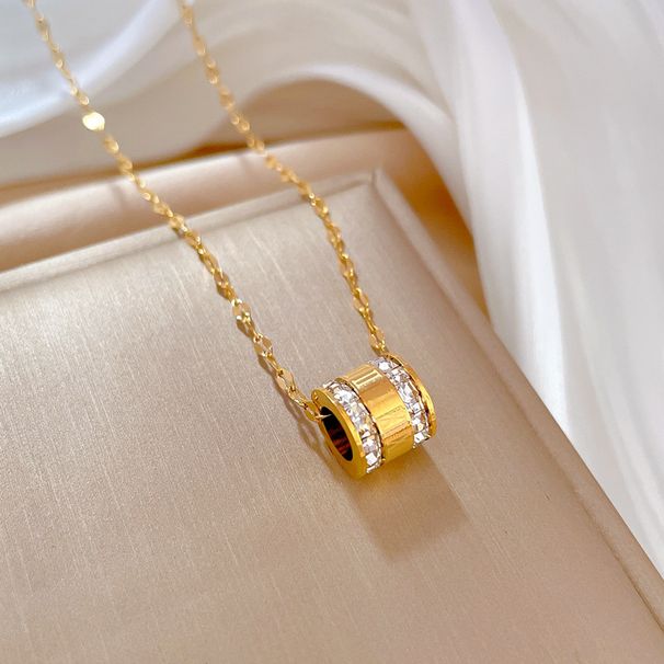 【Acciaio al titanio a corpo intero】 Zircone piccolo barbaro vita personalità estremamente semplice, collana in oro autentico nel_voghion.com