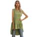 Summer Solid Tank Top Skirt Ruffle Edge Irregular Fit Dress_voghion.com