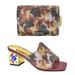 Casual square head chunky heel set wear sandals with the same style camouflage graffiti stick diamond handbag set_voghion.com