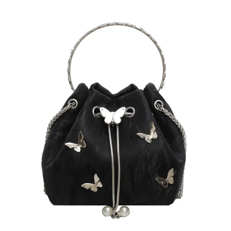 Borsa a tracolla Mini con manico a catena, borsa a secchiello con fiocco alla moda, borsa da donna, borsa a tracolla elegante e alla moda -_voghion.com