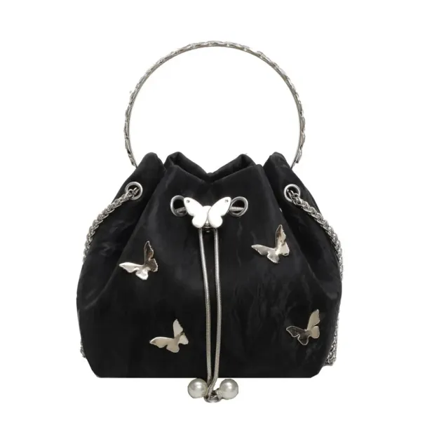 Borsa a tracolla Mini con manico a catena, borsa a secchiello con fiocco alla moda, borsa da donna, borsa a tracolla elegante e alla moda -_voghion.com