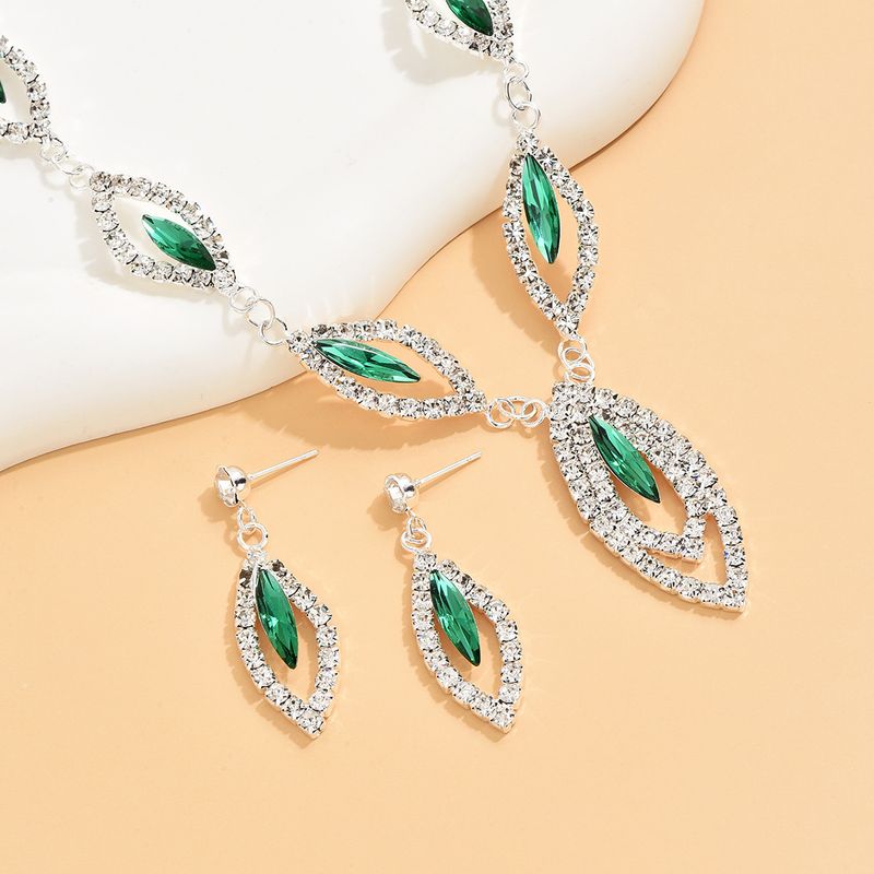 Silver Water Drop Necklace & Earrings Set - Sky Eye Rhinestone Crystal Jewelry For Girls, High-End 2-Piece Gift_voghion.com
