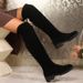 Large size over knee elastic boots autumn and winter new high tube thick soled solid color fashion women's boots_voghion.com