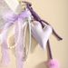 Irregular Purple Heart Lace Bow Pearl Beaded Bag Charm Keychain_voghion.com
