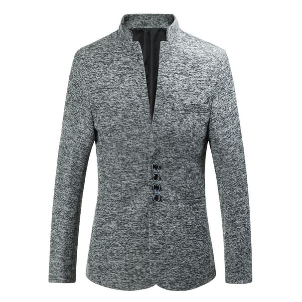 Nuovo abito da uomo alla moda Zhongshan con colletto alto slim fit multi-bottone, piccolo_voghion.com