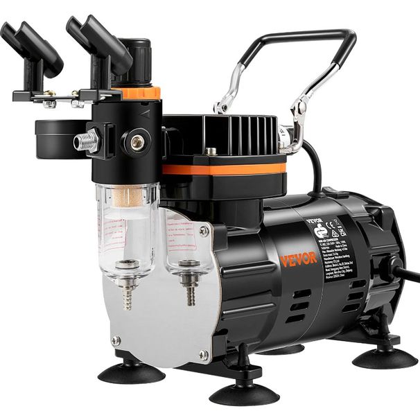 Kit aerografo professionale con compressore DualAction e kit di gravità per aerografo, sistema di aerografia multiuso._voghion.com