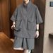 CT Cool Stylish Workwear Large Pocket And Shorts Set For Men Summer New Half-Zip Shirt Five-Point Wide-Leg Pants_voghion.com