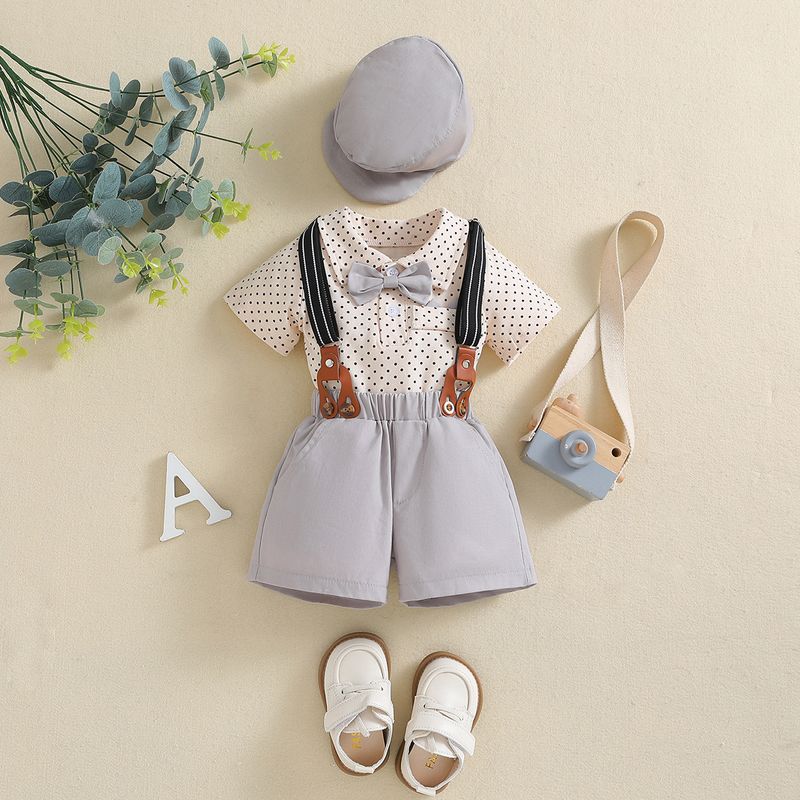 Children's Clothing Baby Gentleman Suit Summer New Style Boy One Year Old Dress Short Sleeved Romper Shorts Hat_voghion.com