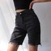 Women's Clothing Ripped Denim Shorts High Waist Black Loose Mid Length Pants Straight Five Point Pants_voghion.com