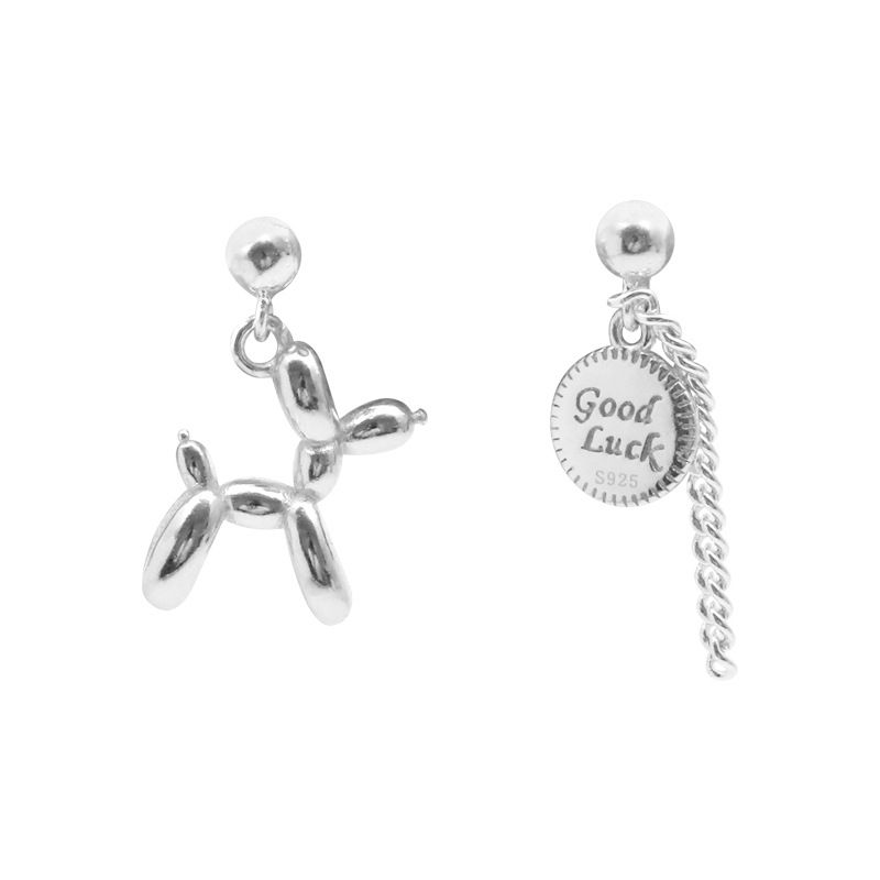 Sier VENUS Sterling Fashion Letter Round Dog Earrings Ladies Asymmetrical Balloon Dog Earrings Tassel Chai_voghion.com