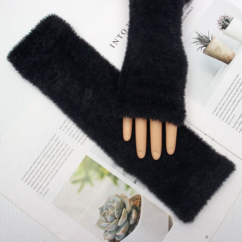 Nouveauté automne 2023 : Gants mi-longs en peluche pour femmes, chauds et duveteux, parfaits pour l'hiver, pour étudiantes et l'écriture._voghion.com