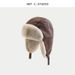 Cappello da pilota coreano retrò autunno e inverno in pelle PU, peluche, lei feng, uomo e donna, protezione per le orecchie, cappello da sci, tendenza_voghion.com