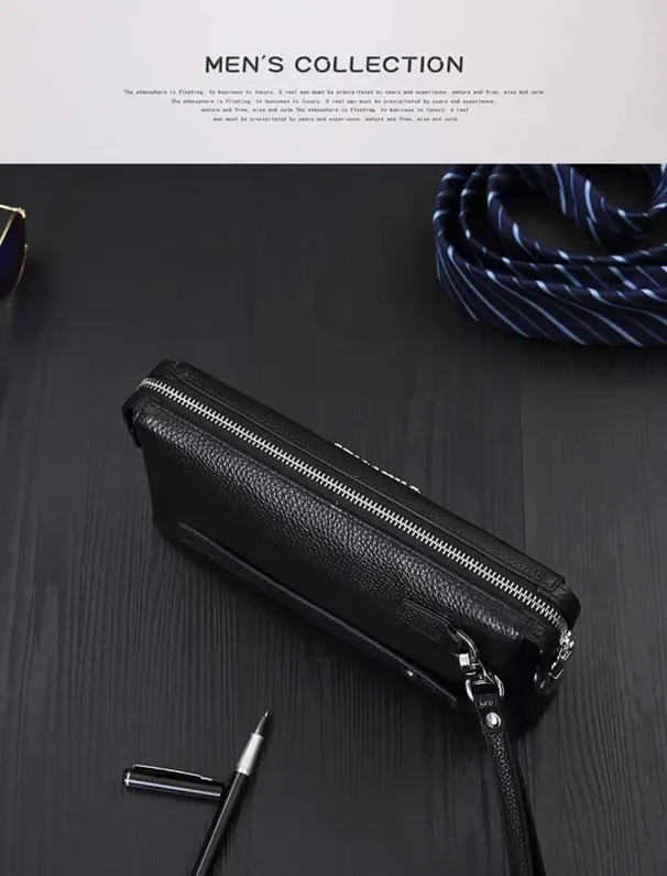 Herren Clutch aus echtem, weichem Leder, Geldbörse, Business-Tasche mit Zahlenschloss, Rindsleder, lässige Handtasche mit großem Fassungsvermögen 250728_voghion.com