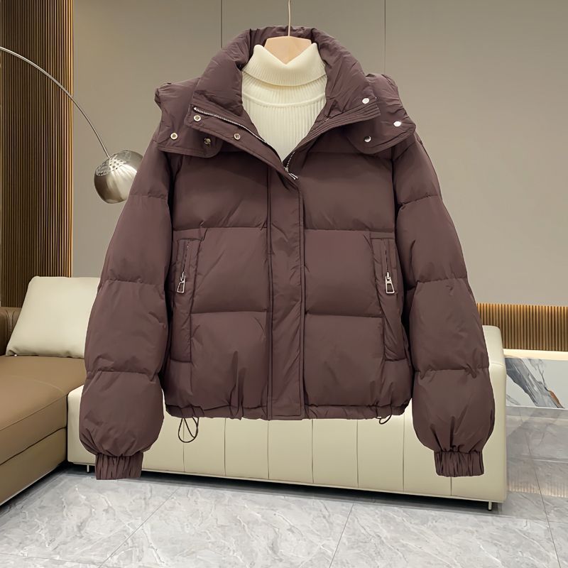 Damen-Wintermantel aus Baumwolle mit Kapuze – Lockere Passform im koreanischen Stil, warm und stylisch in Unifarben_voghion.com