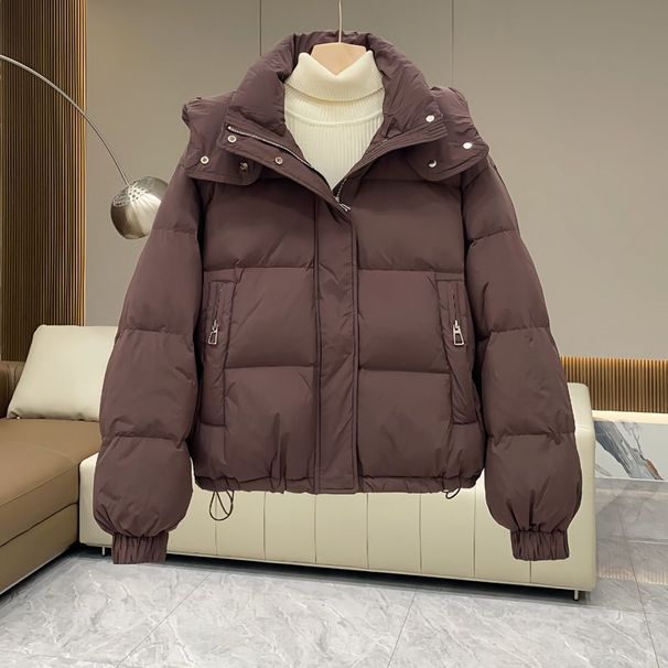 Damen-Wintermantel aus Baumwolle mit Kapuze – Lockere Passform im koreanischen Stil, warm und stylisch in Unifarben_voghion.com