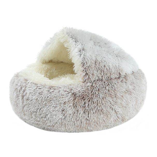 Guangying Round Soft Plush Pearl Velvet Stuffed Cat Dog Bed House Cushion Pet Supplies_voghion.com