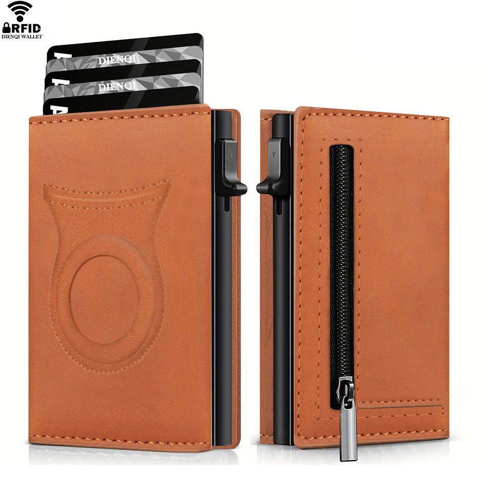 Men’s Bags Hot Selling Airtag Magnetic Card Holder Men's Wallet Carbon Fiber Multi Function Card Holder Side Push Tri Fold Wallet_voghion.com