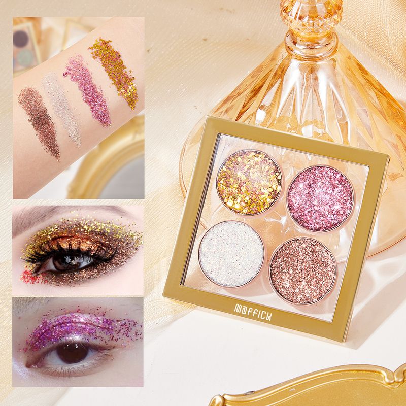 Eye Shadow Four Color Pearlescent Eyeshadow Palette Transparent Gilded Matte Fine Flash Waterproof Easy To Smudge Makeup Eyeshadow_voghion.com