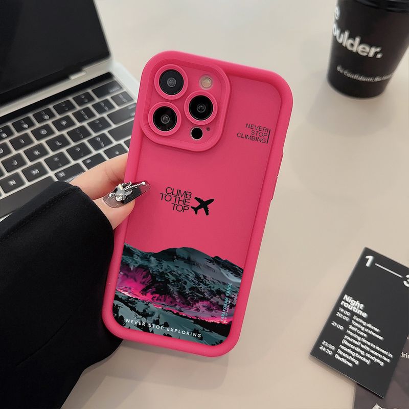 Peak Plane-Telefonhülle für iPhone 16 15 14 Pro Max 13 12 11 XS X XR 7 8 Plus SE 2022 Stoßfeste, matte, weiche Silikon-Stoßstangenabdeckung_voghion.com
