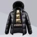 Unisex Black & Gold Short Puffer Jacket – Windproof Quilted Coat With Duck Down Fill For Winter Warmth_voghion.com