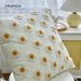 Checkered Abstract Embroidered Throw Pillow - Caramel Geometric Cushion Cover For Sofa Bay Window (Minimalist Tufted Design Soft Cotton Linen Blend)_voghion.com