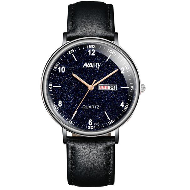 NARY, une montre pour homme populaire sur Internet, est simple, étanche, avec veilleuse, bracelet double calendrier et montre à quartz._voghion.com