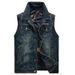 Gilet en jean pour homme avec col à revers et multiples poches, veste sans manches décontractée et ample, grandes tailles (jusqu'à 4XL)_voghion.com