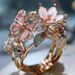 Ready Stock Damen Offen Verstellbar Rosa Vintage Mode Zarte Flash Diamant Tropfen Schmetterling Blume Ring Schmuck Geschenke Für Frau_voghion.com