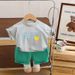 Five Small Seven 2024 Summer Boys' Two Color Smiling Cartoon Short Sleeve Stylish 3 Children's Clothing Thin Set_voghion.com
