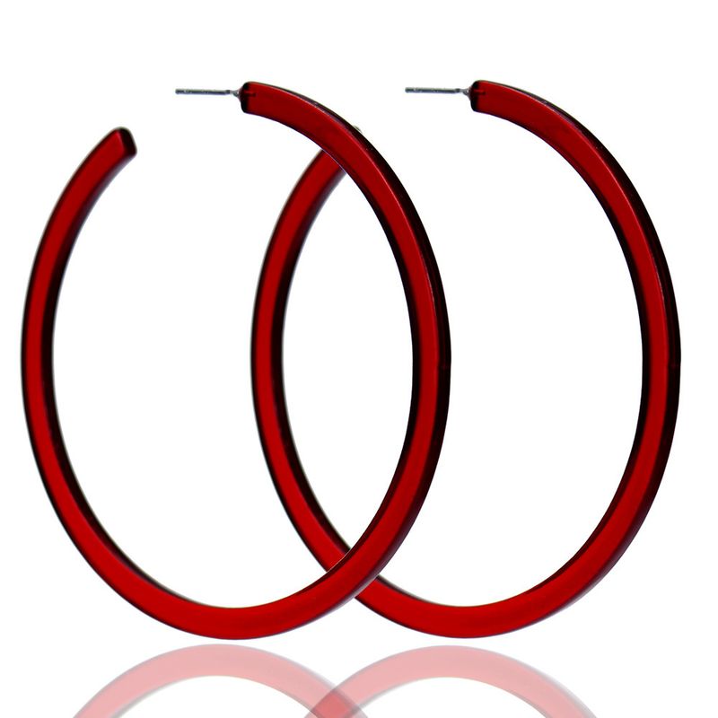 Summer New Party Style Exaggerated Acrylic Fluorescent Color Hoop Hypoallergenic C-shaped Stud Earrings_voghion.com