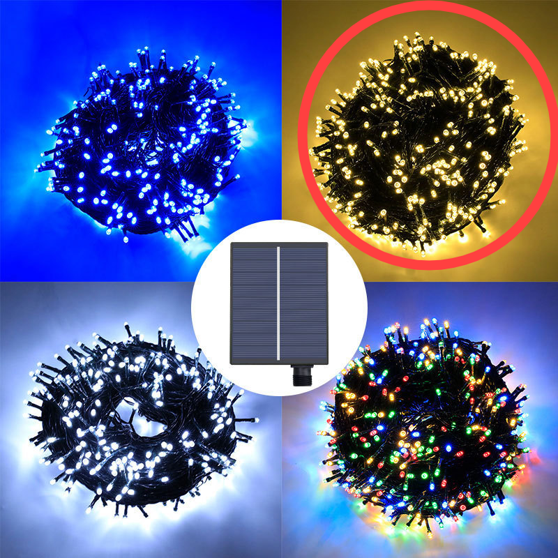 Chrëschtbeliichtung LED Liichtstrang Liicht Fernbedienung Solar Liichtstrang kleng Luucht faarweg Liichtdekoratioun Outdoor Camping waasserdicht_voghion.com