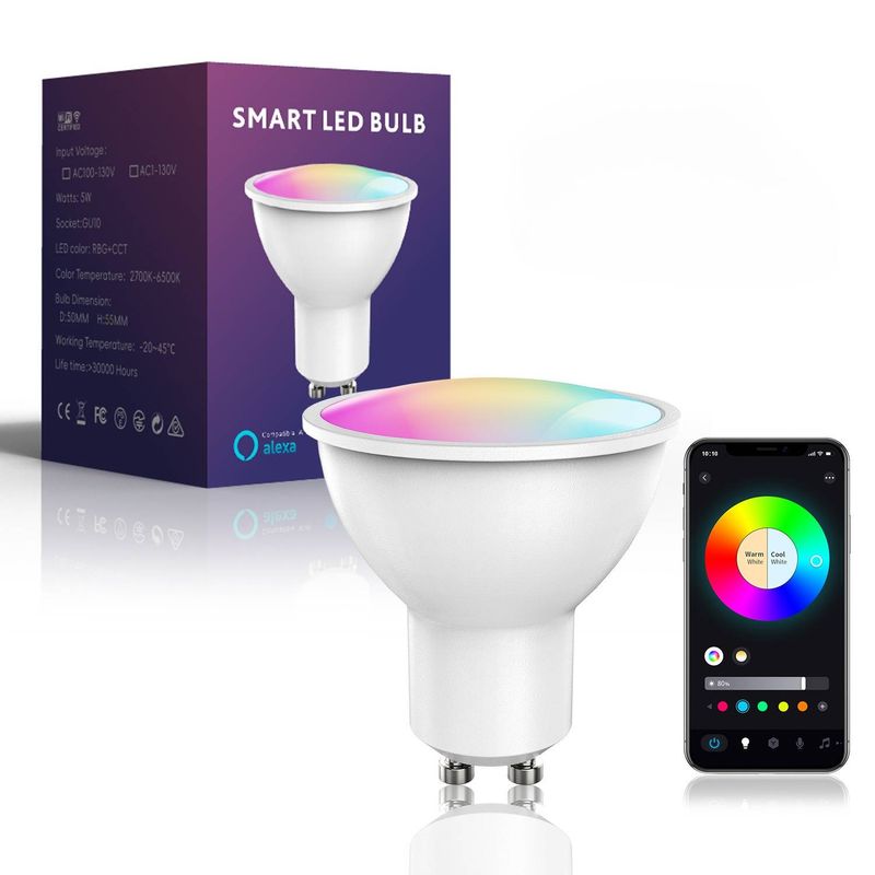 Light Bulbs WIFI Bluetooth Dimming Color RGB Colorful Timing Voice Smart 5W Lamp Cup Spotlight Track_voghion.com
