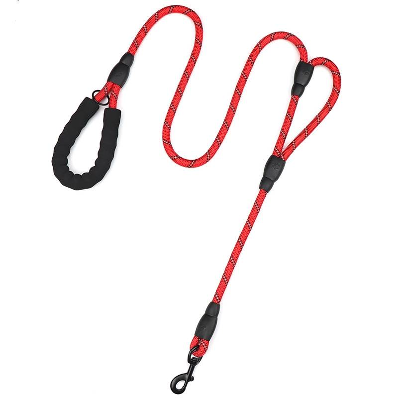 Double Handle Dog Leash Nylon Reflective Rope For Control Safety Training_voghion.com