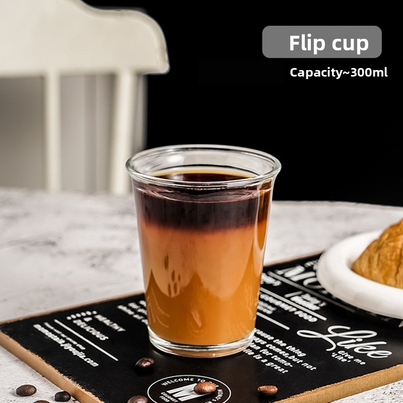 Handmade Rolled-Rim Glass Coffee Cup - Aesthetic Tumbler For Iced Drinks (350ml BPA-Free)​_voghion.com
