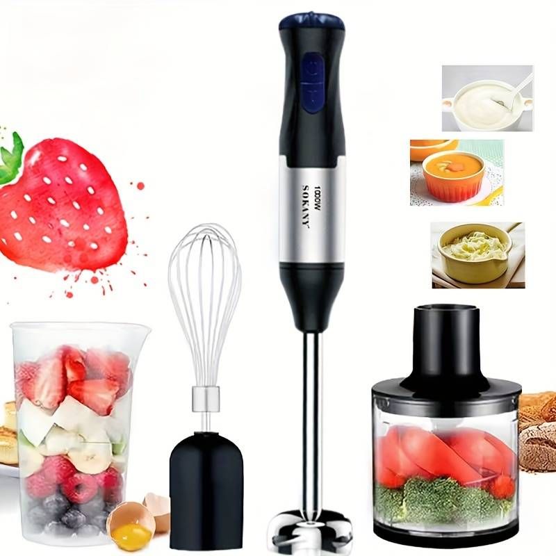 Batedeira quatro em um, espremedor de frutas, batedor de ovos, máquina de alimentos complementares, moedor de carne e palito de cozinha essenciais para cozinha doméstica_voghion.com