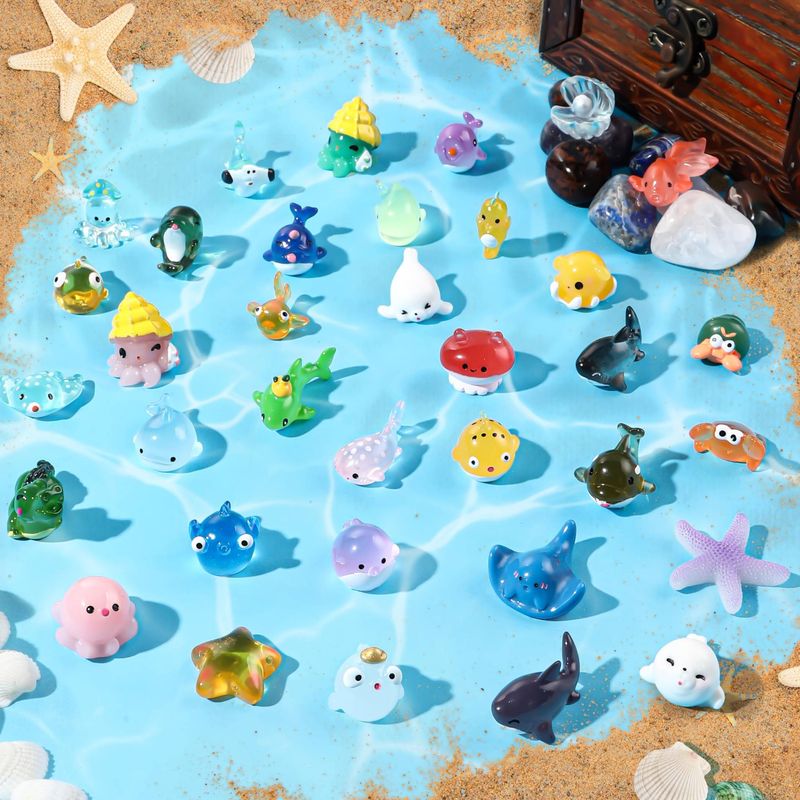 36pcs Mini Ocean Resin Animals Tiny Sea Animals Figurines Marine Miniature Plastic Animals Aquarium Ornaments Decorations For DIY Fish Tank_voghion.com