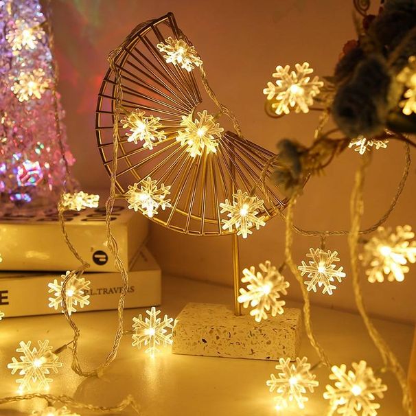 Guirnalda de luces LED multicolor: funciona con pilas o enchufable, con diseños de copos de nieve, árboles de Navidad y pompones, longitudes de 1,5 a 100 m, 8 modos de iluminación._voghion.com