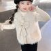 Girls’ Faux Fur Vest With Bow – Stylish Winter Layering Piece For 3-8 Years (100-140cm)_voghion.com