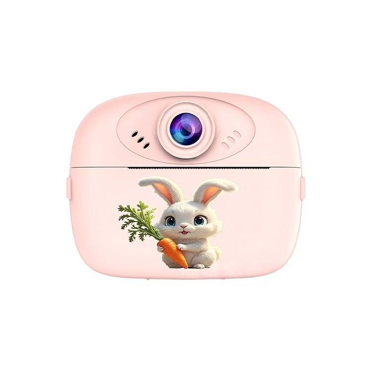 Cámara de impresión instantánea para niños: fotos y videos HD de 24 MP con pantalla LCD de 2,4", incluye 2 papeles fotográficos y correa (conejito rosa, dinosaurio azul y unicornio morado)_voghion.com