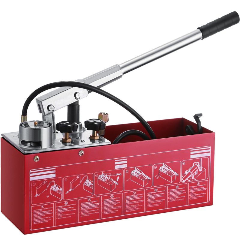 VEVOR Hydraulic Pressure Test Pump 50 Bar Hand Pressure Test Pump 726 PSI 3.2 Gallon Tank 45ML 1/2" BSP Hydrostatic Test Pump For Pipeline Pressure Container Irrigation Firemen (Test Pump 50 Bar)_voghion.com